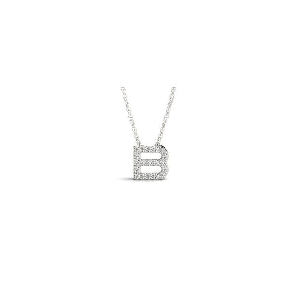 14 Karat White Gold Diamond B Necklace  George Press Jewelers Livingston, NJ