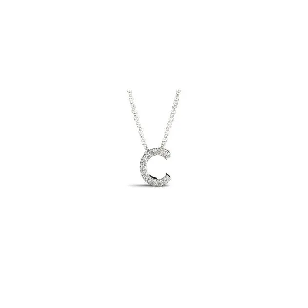 14K White Gold Diamond C Necklace George Press Jewelers Livingston, NJ