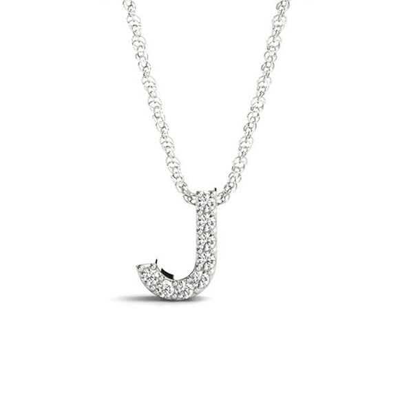 14K Diamond J Necklace George Press Jewelers Livingston, NJ