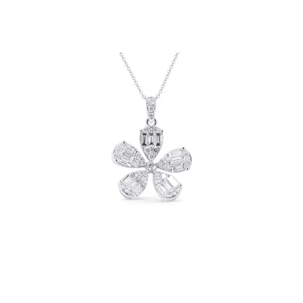 Madison L 14K White Gold Diamond Flower Necklace George Press Jewelers Livingston, NJ