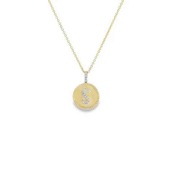 Diamond Initial S Pendant in 14K Yellow Gold George Press Jewelers Livingston, NJ