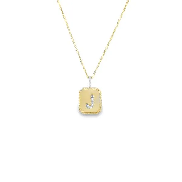 Diamond Initial J Pendant in 14K Yellow Gold George Press Jewelers Livingston, NJ