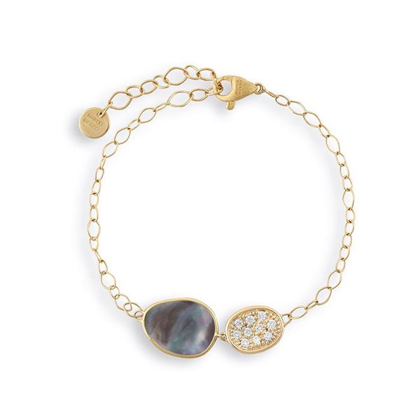 Marco Bicego® 18K Yellow Gold Black Mother of Pearl & Diamond Pave Chain Bracelet George Press Jewelers Livingston, NJ