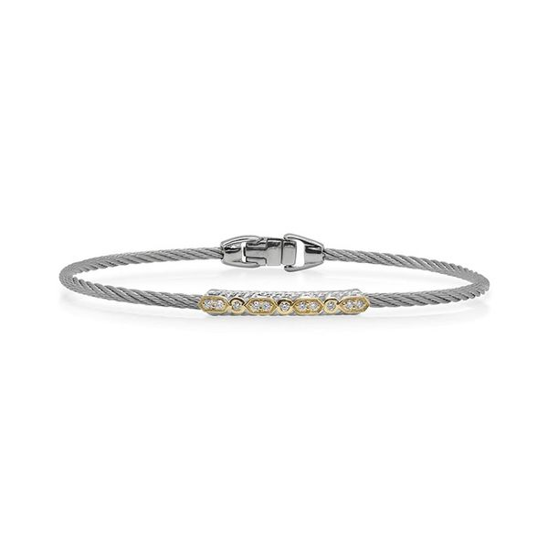 ALOR Grey Cable Delicate Twist Bracelet with 18kt Yellow Gold & Diamonds George Press Jewelers Livingston, NJ