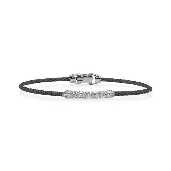 ALOR Black Cable Delicate Twist Bracelet with 18kt White Gold & Diamonds George Press Jewelers Livingston, NJ