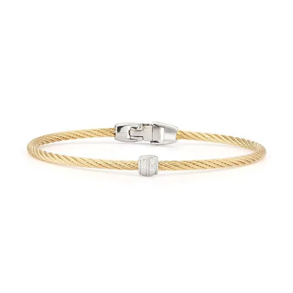 ALOR Yellow Cable Single Station Stackable Bracelet with 18kt White Gold & Diamonds George Press Jewelers Livingston, NJ