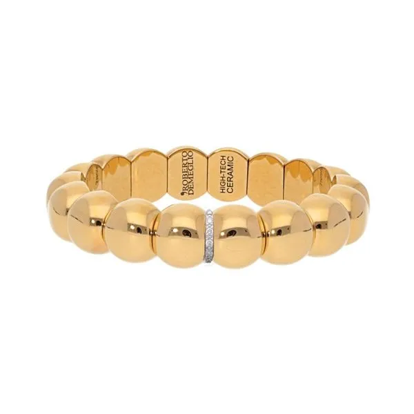 18K Yellow Gold Overlay Small Aura Dama Beads with One Diamond Station George Press Jewelers Livingston, NJ