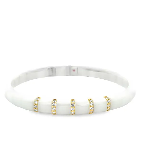 Roberto Demeglio White Ceramic 5 Section Bracelet with 18K Yellow Gold George Press Jewelers Livingston, NJ