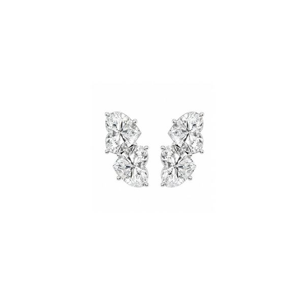 14K White Gold Lab Diamond Double Heart Earrings  George Press Jewelers Livingston, NJ