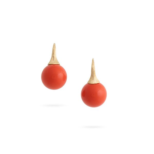 Marco Bicego® Africa Boules 18K Yellow Gold and Coral French Wire Earrings George Press Jewelers Livingston, NJ