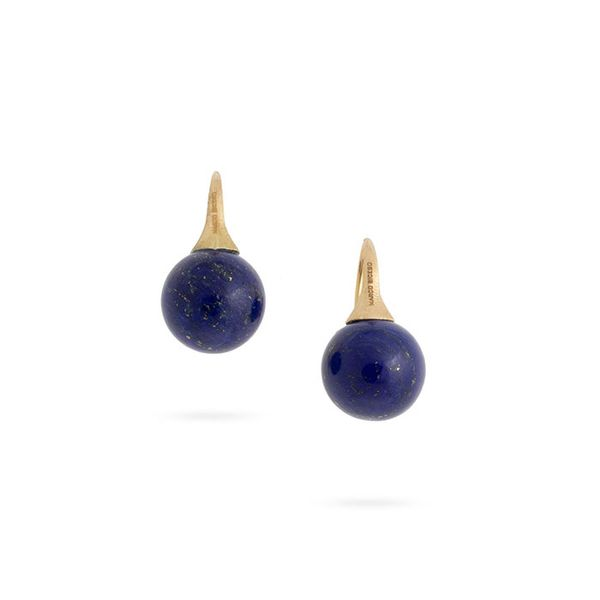 Marco Bicego® Africa Boules 18K Yellow Gold and Lapis French Wire Earrings George Press Jewelers Livingston, NJ