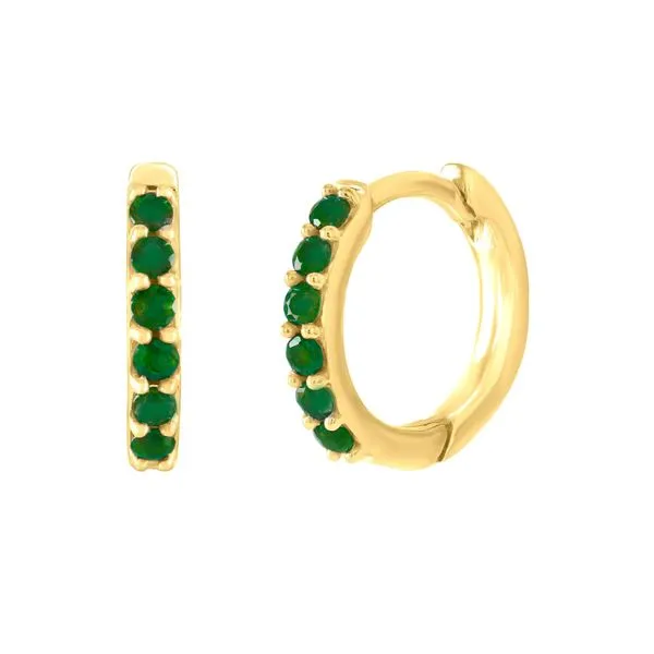 Buvin 14K Yellow Gold & Emerald Huggie Earrings George Press Jewelers Livingston, NJ