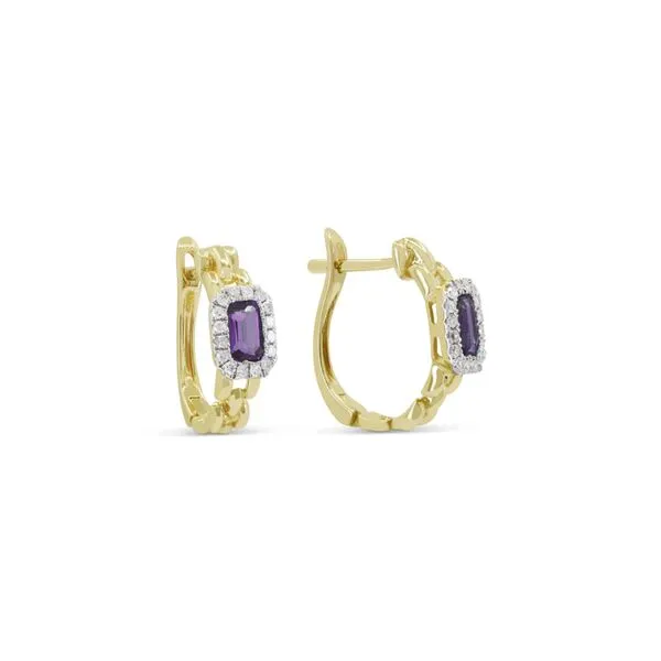 Madison L 14 Karat Yellow Amethyst & Diamond Small Hoop Earrings George Press Jewelers Livingston, NJ