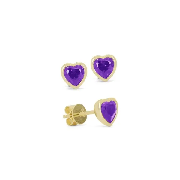 Madison L 14 Karat Yellow Heart Stud Earrings in Amethyst George Press Jewelers Livingston, NJ