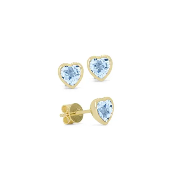 Madison L 14 Karat Yellow Heart Stud Earrings in Blue Topaz George Press Jewelers Livingston, NJ