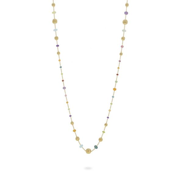 Marco Bicego® 18K Yellow Gold and Multi-Colored Gemstone Long Statement Necklace George Press Jewelers Livingston, NJ