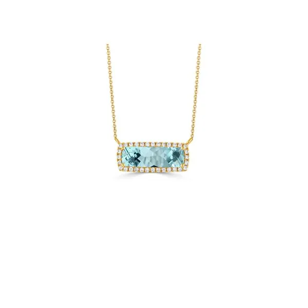 DOVES Yellow 18 Karat Blue Topaz Necklace George Press Jewelers Livingston, NJ