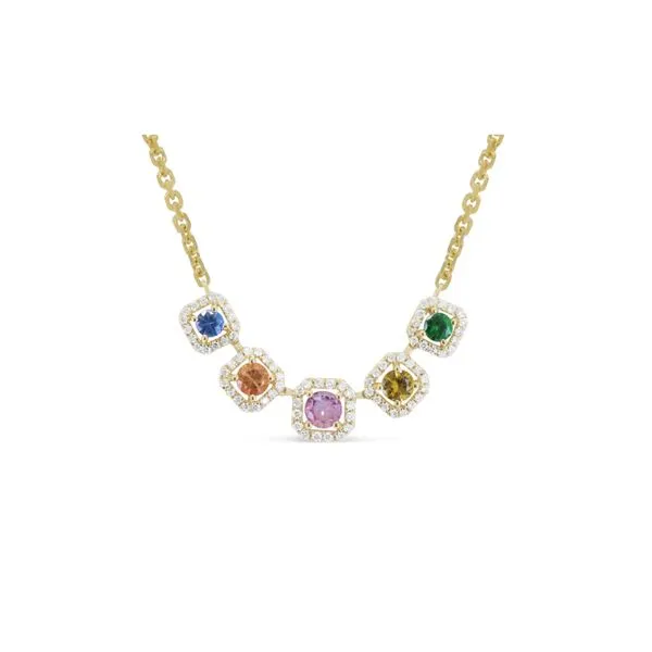 Madison L 14k Yellow Gold Multi Sapphire Diamond Necklace George Press Jewelers Livingston, NJ