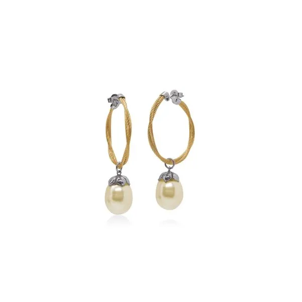 Alor Twisted Cable Hoop with Yellow South Sea Pearl George Press Jewelers Livingston, NJ