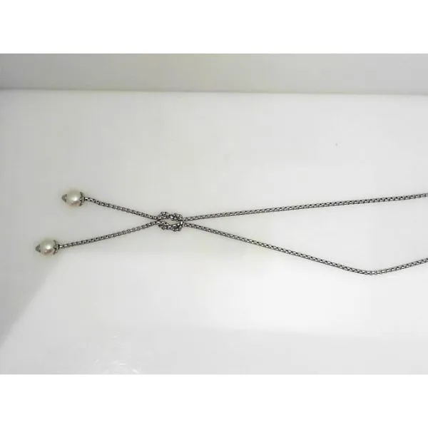 ALOR Chain Knotted Lariat Pearl Necklace George Press Jewelers Livingston, NJ