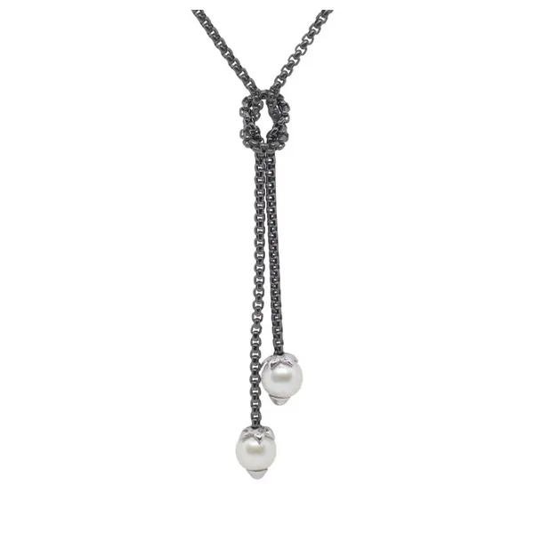 ALOR Chain Knotted Lariat Pearl Necklace George Press Jewelers Livingston, NJ