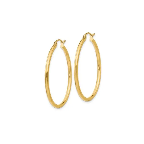 14K Polished 2mm Tube Hoop Earrings Image 2 George Press Jewelers Livingston, NJ