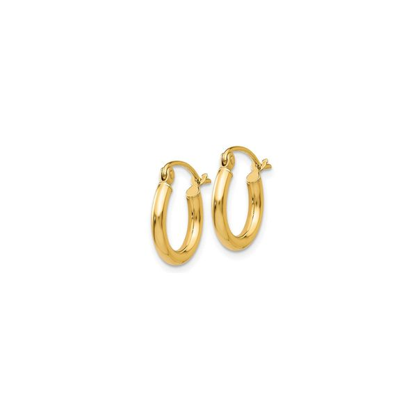 14K Polished 2mm Tube Hoop Earrings Image 2 George Press Jewelers Livingston, NJ