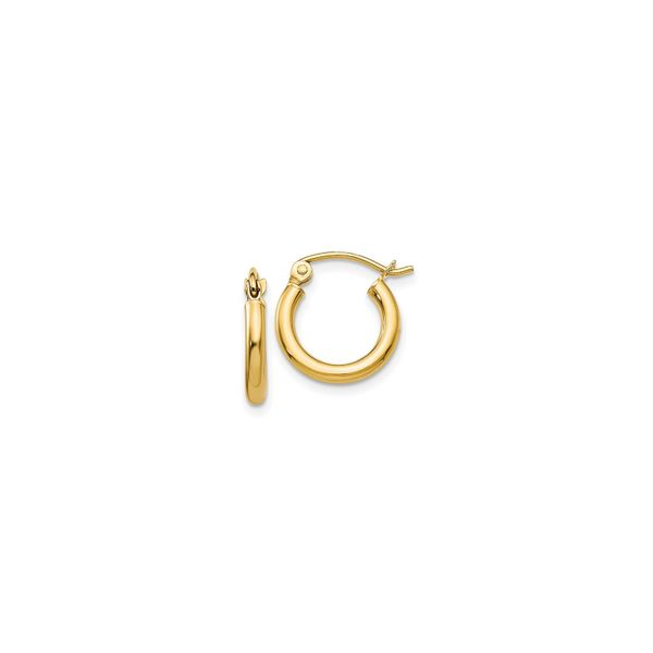 14K Polished 2mm Tube Hoop Earrings George Press Jewelers Livingston, NJ