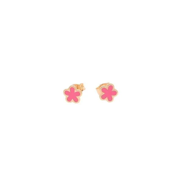Pink Enamel Flower Earrings George Press Jewelers Livingston, NJ