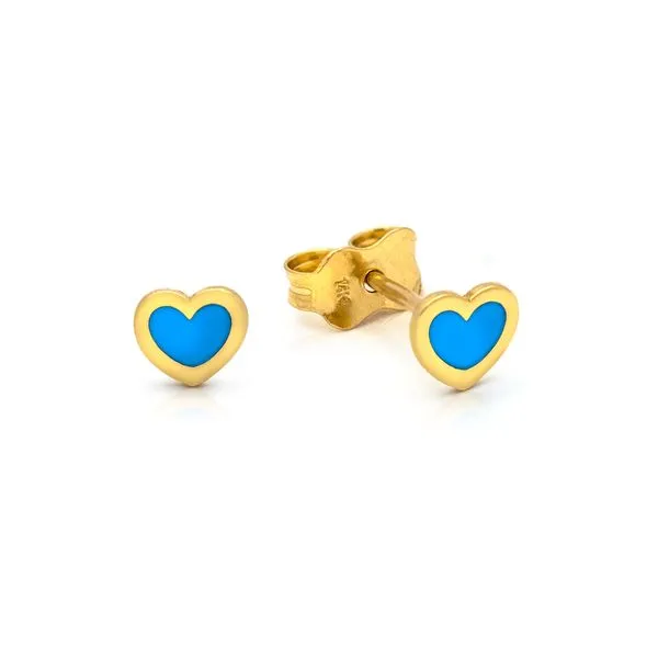 Buvin 14K Yellow Gold Enamelled Heart Earrings George Press Jewelers Livingston, NJ