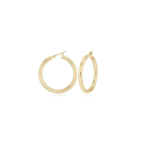 Yellow 14 Karat Medium Hoop Earrings George Press Jewelers Livingston, NJ