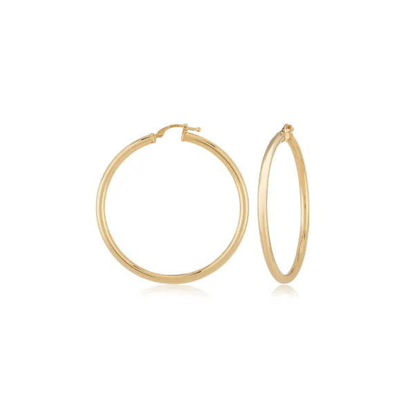 Yellow 14 Karat Large Hoop Earrings George Press Jewelers Livingston, NJ