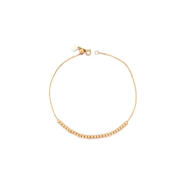 14 KT Yellow Gold Adjustable Diamond Cut Bead Bracelet George Press Jewelers Livingston, NJ
