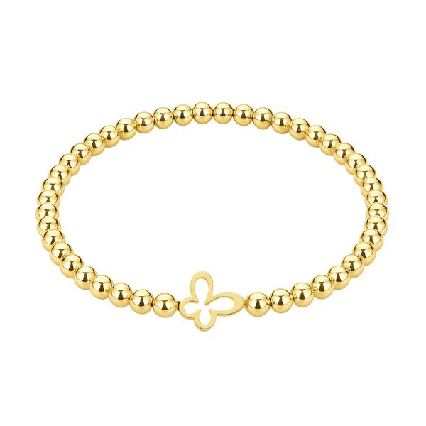 14K Yellow Gold and Yellow Gold Overlary Stretch Open Butterfly Bracelet  George Press Jewelers Livingston, NJ