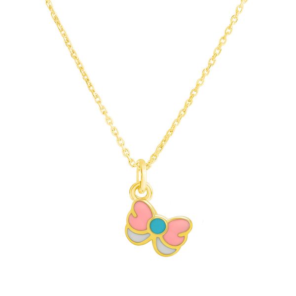14K Yellow Gold Bow Enamel Necklace  George Press Jewelers Livingston, NJ