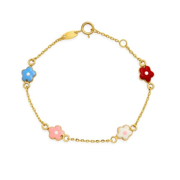14K Yellow Gold Enamel Flower Bracelet George Press Jewelers Livingston, NJ