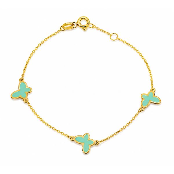 14K Yellow Gold Turqoise Butterfly Bracelet George Press Jewelers Livingston, NJ