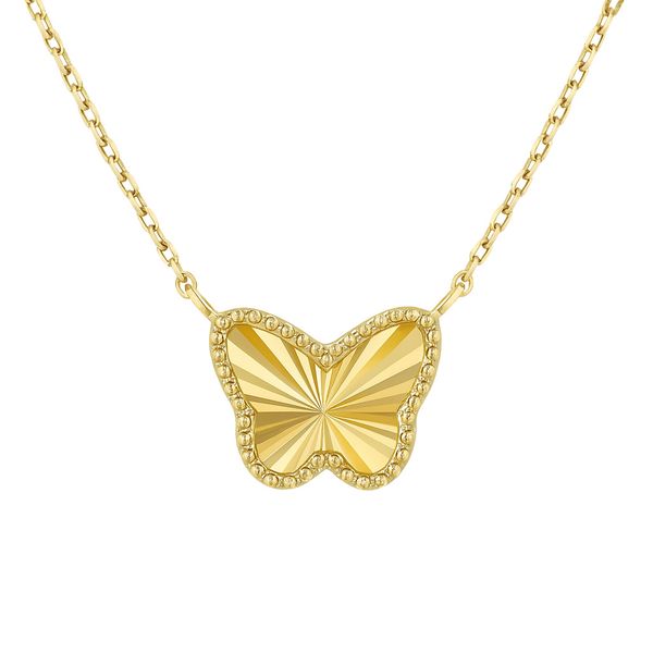 14K Yellow Gold Butterfly Necklace George Press Jewelers Livingston, NJ