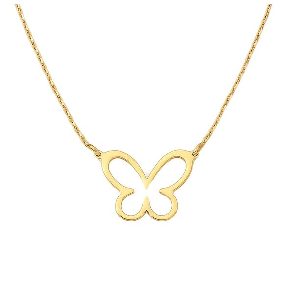 14K Yellow Gold Open Butterfly Necklace George Press Jewelers Livingston, NJ