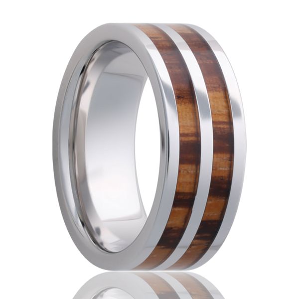 Tungsten with Zebra Wood Band Georgetown Jewelers Wood Dale, IL
