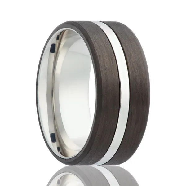 Cobalt & Carbon Fiber Overlay Band 8mm Georgetown Jewelers Wood Dale, IL