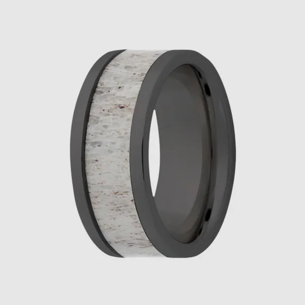 Black Ceramic & Antler Inlay Band 8mm Georgetown Jewelers Wood Dale, IL