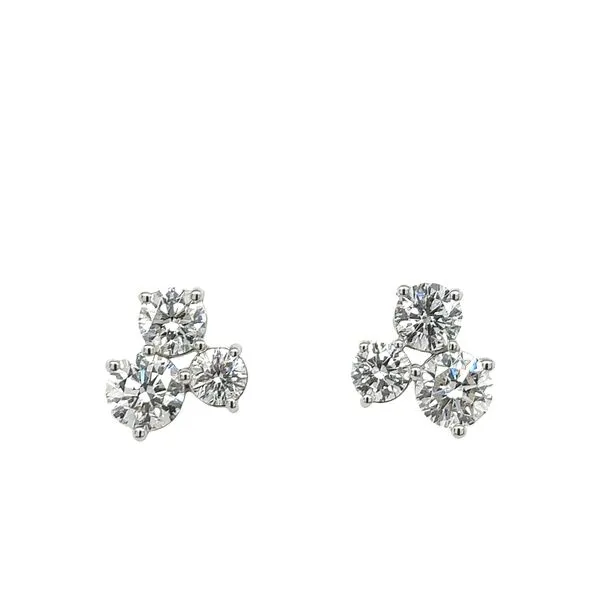 14K White Gold Lab Grown Diamond Cluster Earrings Georgetown Jewelers Wood Dale, IL
