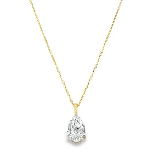 14K Yellow Gold Lab Grown Pear Diamond Necklace Georgetown Jewelers Wood Dale, IL