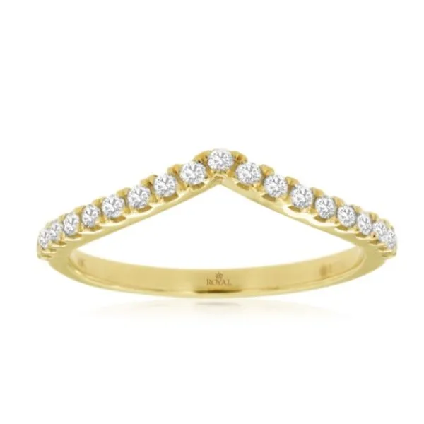 14K Yellow Gold Diamond \V\ Contour Ring