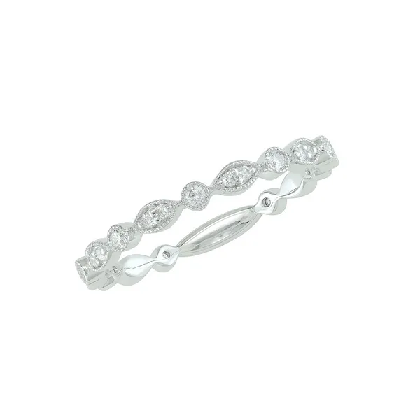 14K White Gold Diamond Stackable Band