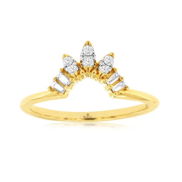 14K Yellow Gold Diamond Contour Band