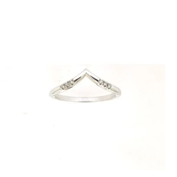 14K White Gold Accented Diamond Contour Wedding Band