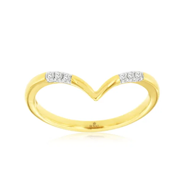 14K Yellow Gold Accented Diamond Contour Wedding Band