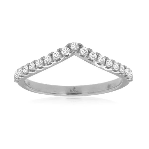 14K White Gold Diamond Contour Band